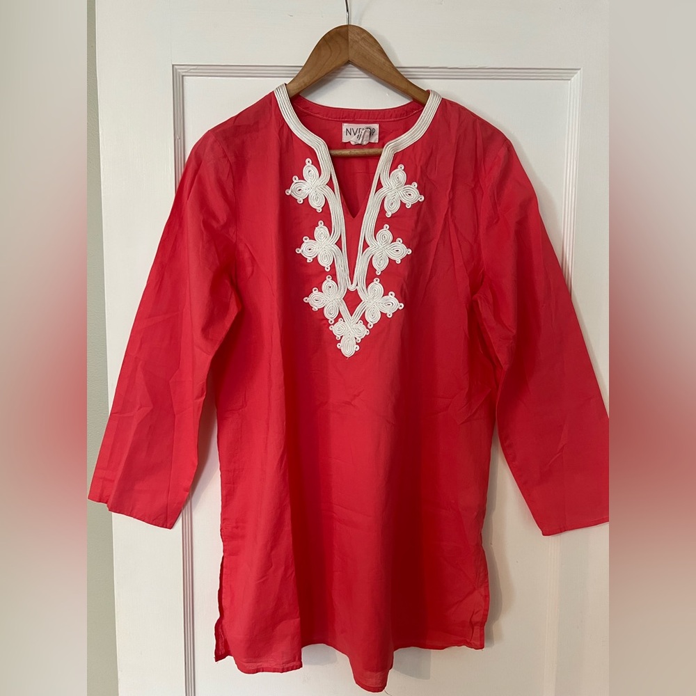 Hot pink Embroidered Women's Swim Coverup